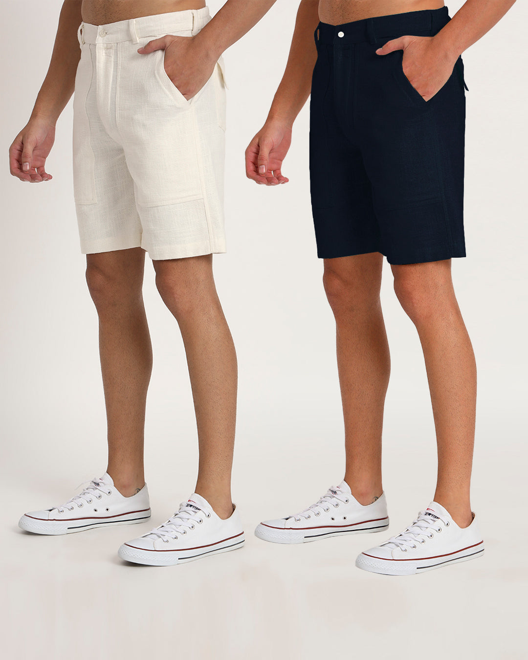 Combo : Patch Pocket Playtime White & Midnight Blue Men's Shorts