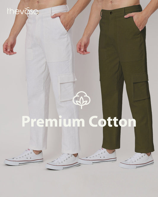 Combo: Function Flex White & Grey Men's Pants- Set Of 2