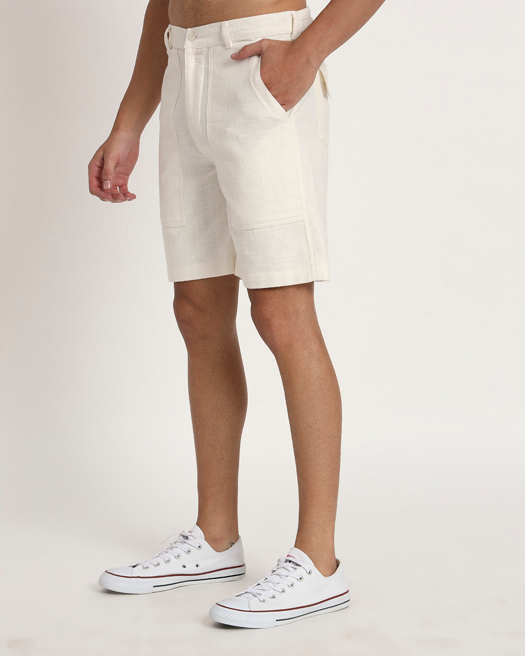 Combo : Patch Pocket Playtime White & Olive Green Men's Shorts