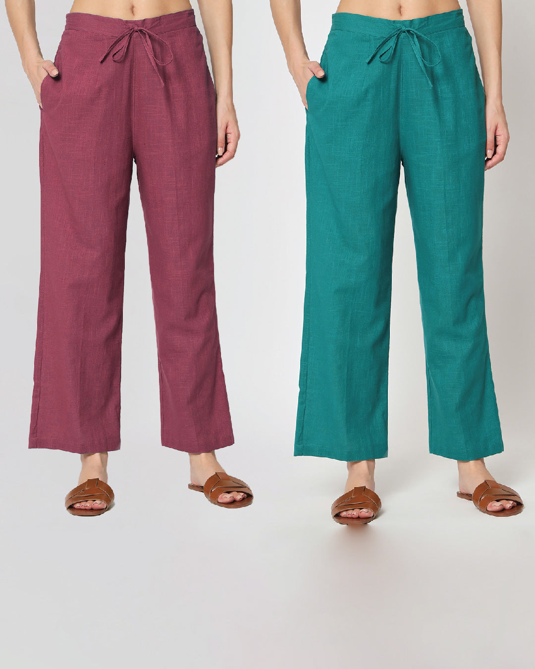 Combo: Wings of Love & Forest Green Straight Pants- Set of 2